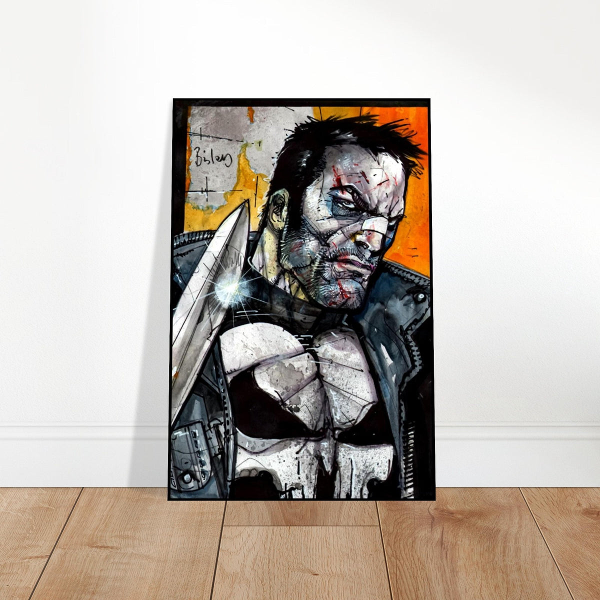 SIMON BISLEY PUNISHER POSTER – GRITTY COMIC ART STYLE WITH SKULL EMBLEM AND RAW 2