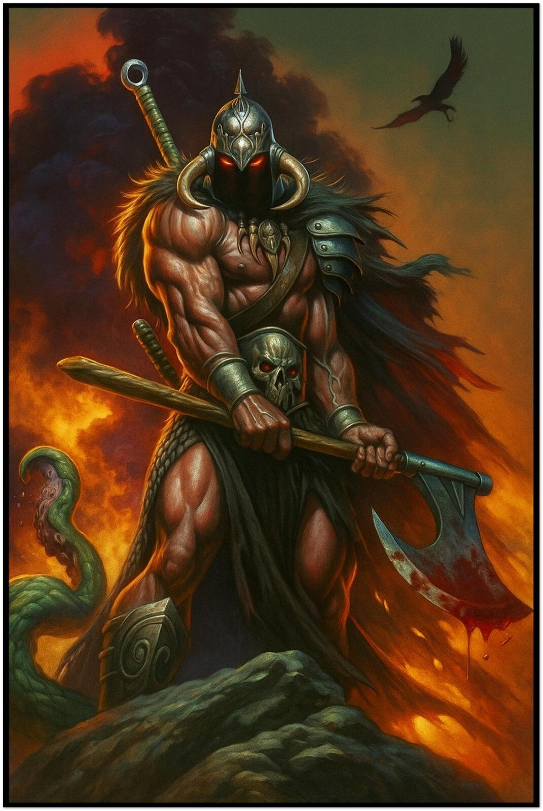 DEATH DEALER FANTASY WARRIOR BARBARIAN SKULL HELMET SWORD POSTER