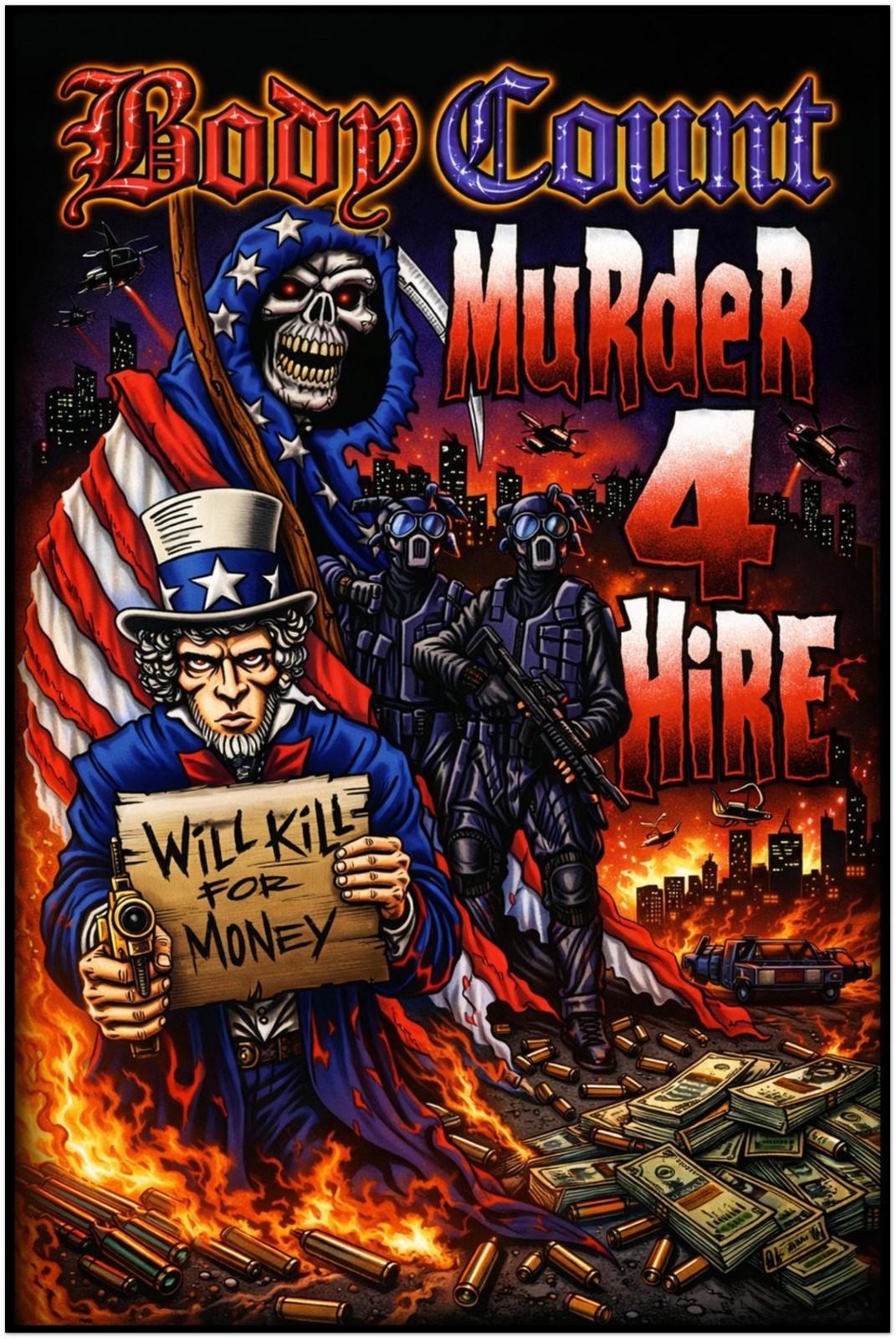 Body Count Poster - Murder 4 Hire Album Art - Heavy Metal Wall Art Fan Deco
