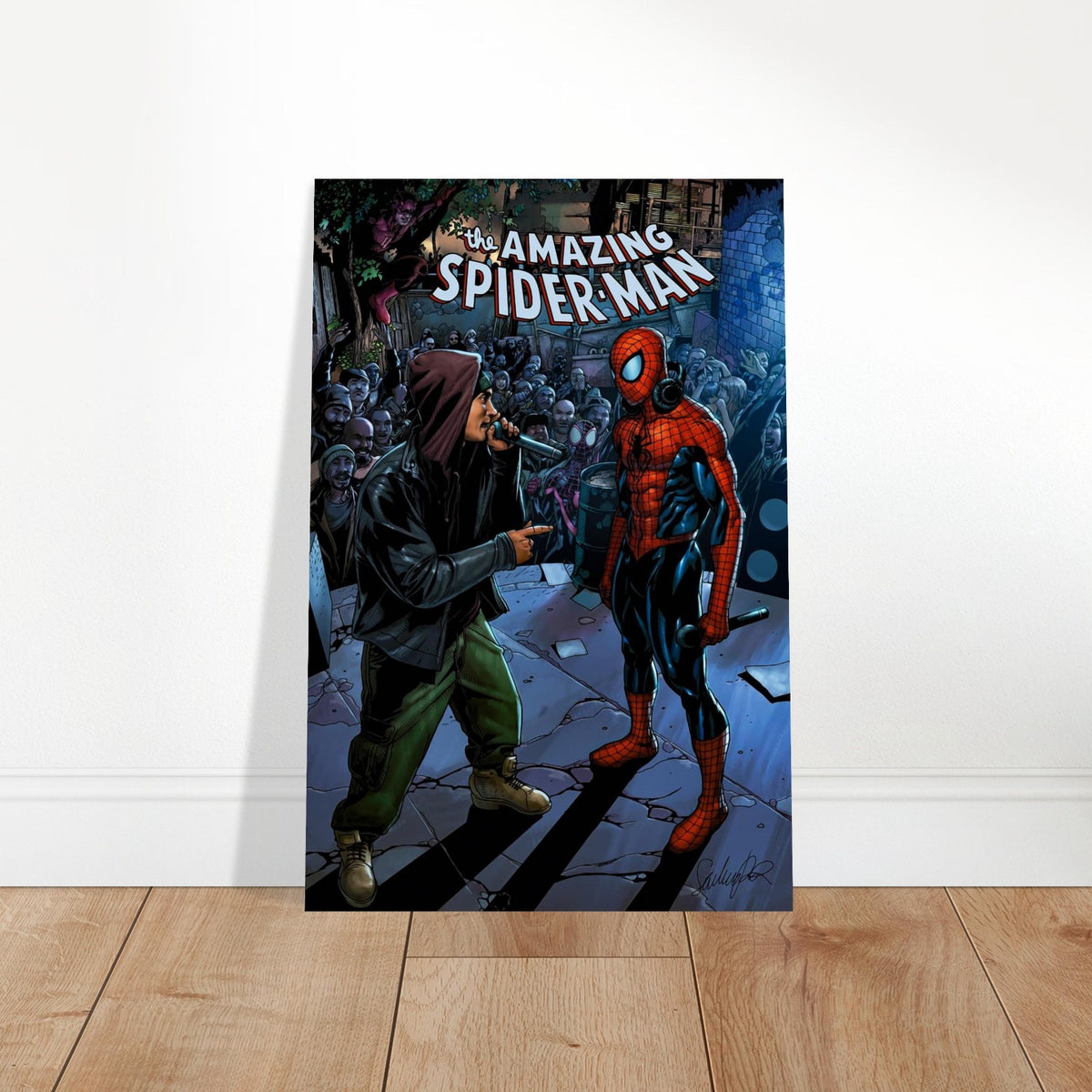EMINEM VS SPIDER-MAN POSTER MARVEL COMIC COVER STYLE RAP BATTLE STREET ART 2