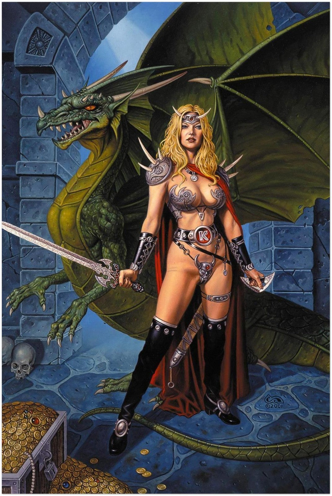 DRAGORA'S DUNGEON BY CLYDE CALDWELL POSTER FANTASY WARRIOR ART WALLART