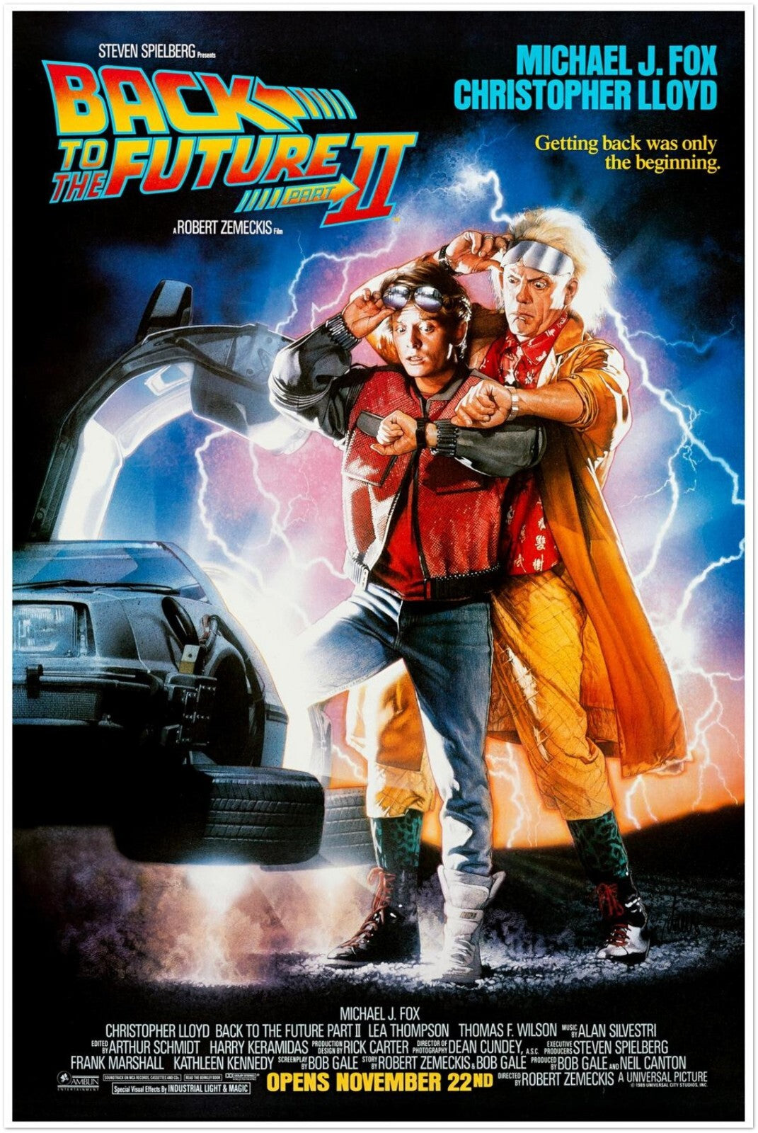 BACK TO THE FUTURE PART II MOVIE POSTER DELOREAN TIME TRAVEL POSTER