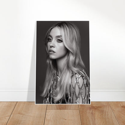 SYDNEY SWEENEY POSTER – GLAMOUR BLACK & WHITE PORTRAIT – FASHION ART PRINT 2