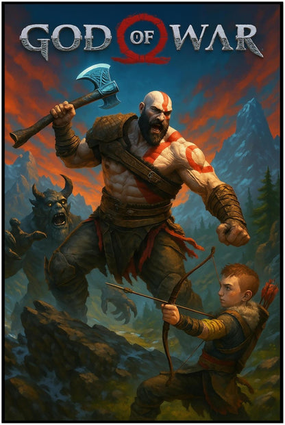 GOD OF WAR POSTER - KRATOS ATREUS FATHER SON NORSE MYTHOLOGY GAMING ART