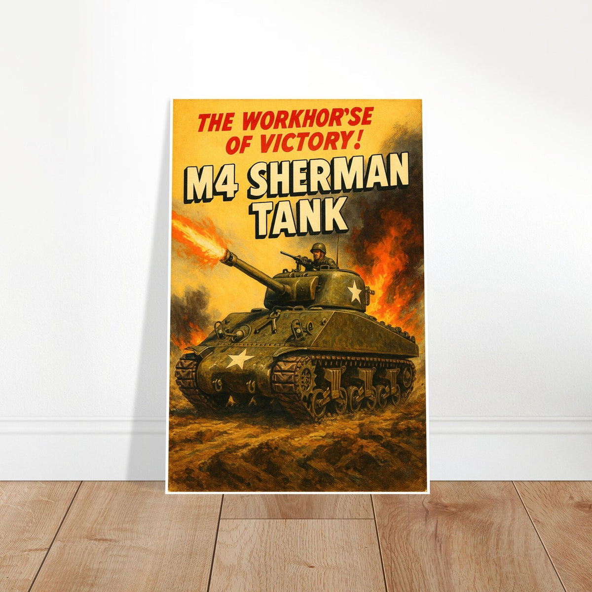 M4 SHERMAN TANK POSTER - WORKHORSE OF VICTORY - WWII - FREE SHIPPING 2