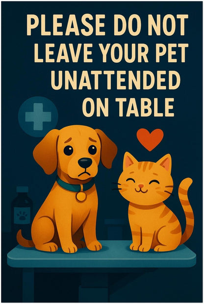 VET CLINIC PET SAFETY WARNING VETERINARY EXAMINATION ROOM POSTER