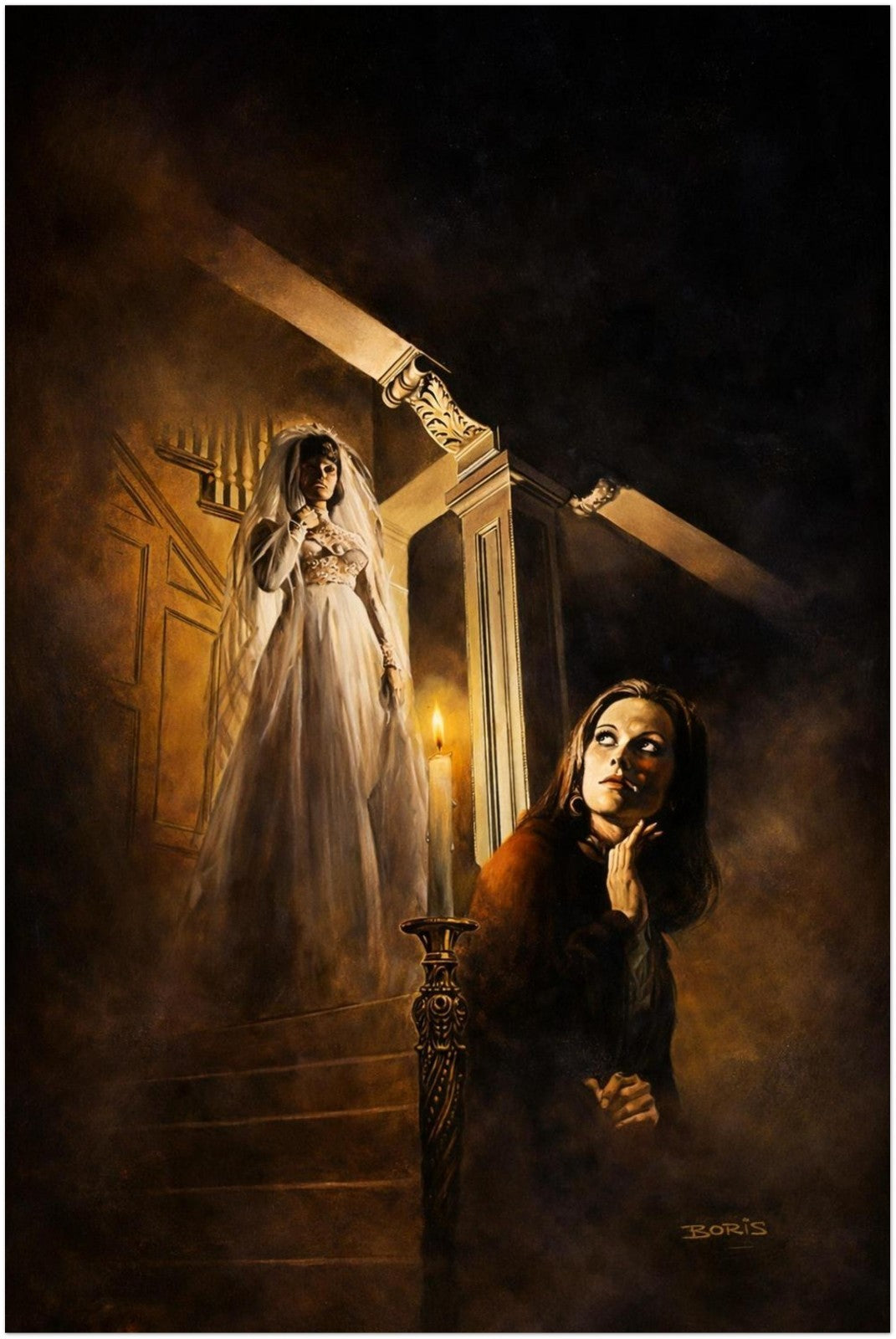 BORIS VALLEJO POSTER THE GLOWING CANDLE GOTHIC HORROR BRIDE GHOST ILLUSTRATION