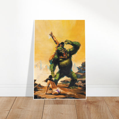 CONAN POSTER JOE CHIODO BARBARIAN VS BEAST 1991 PULP FANTASY BATTLE SCENE 2