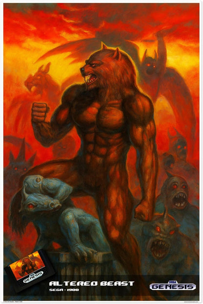 ALTERED BEAST SEGA GENESIS 1989 POSTER - WEREWOLF MONSTER HORROR FANTASY
