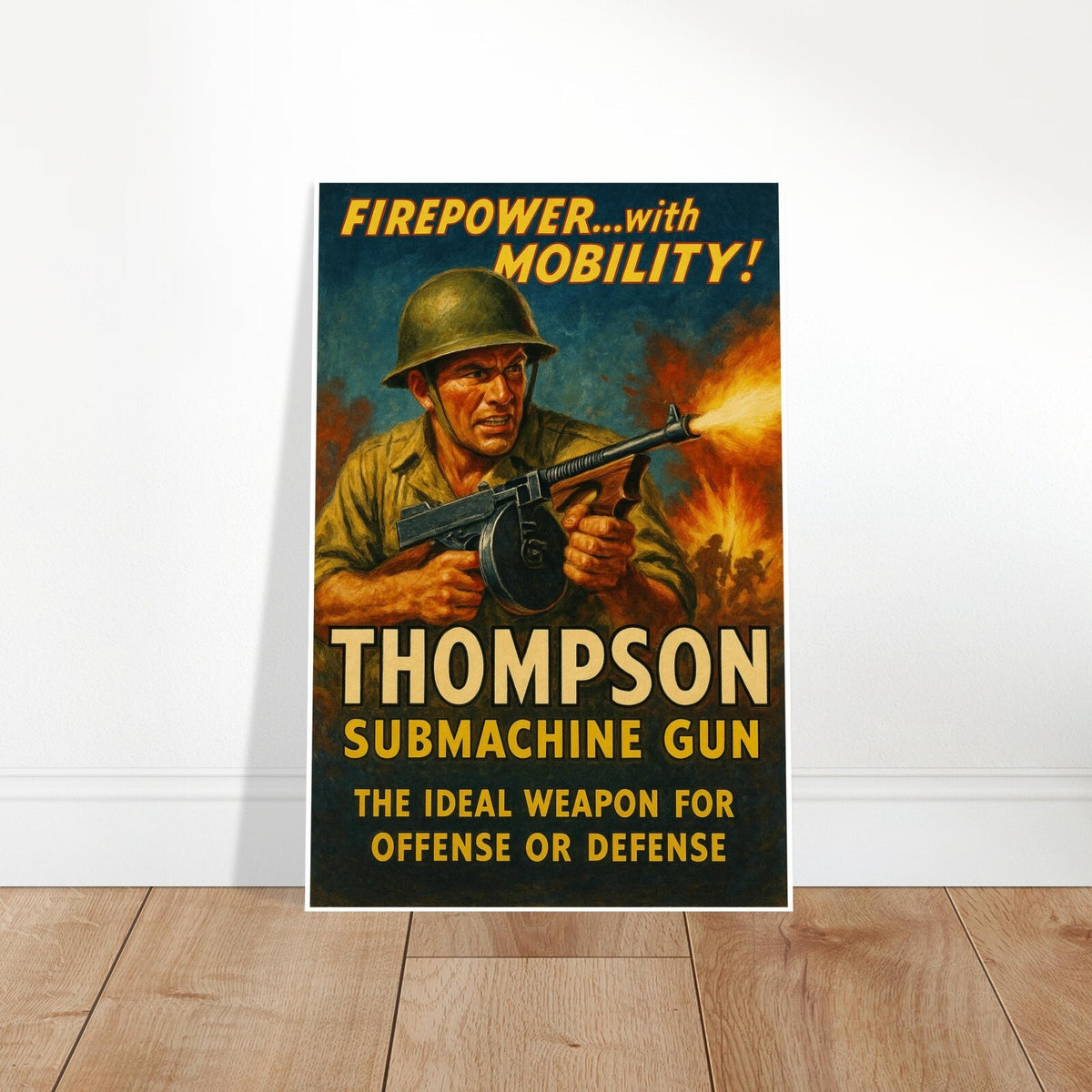THOMPSON SUBMACHINE GUN VINTAGE MILITARY POSTER - WWII - FREE SHIPPING 2