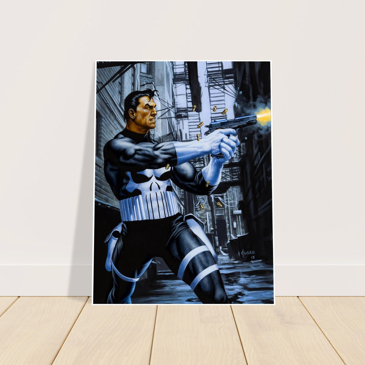 Punisher Poster – Joe Jusko Marvel Art 2016 – Alley Shootout Wall Print 2
