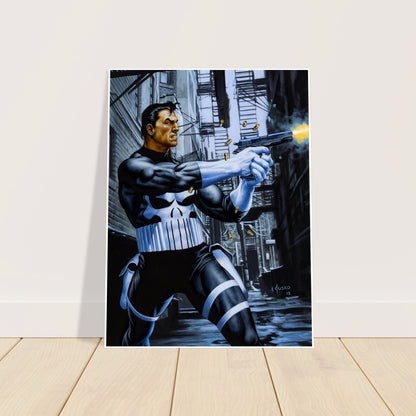 Punisher Poster – Joe Jusko Marvel Art 2016 – Alley Shootout Wall Print 2