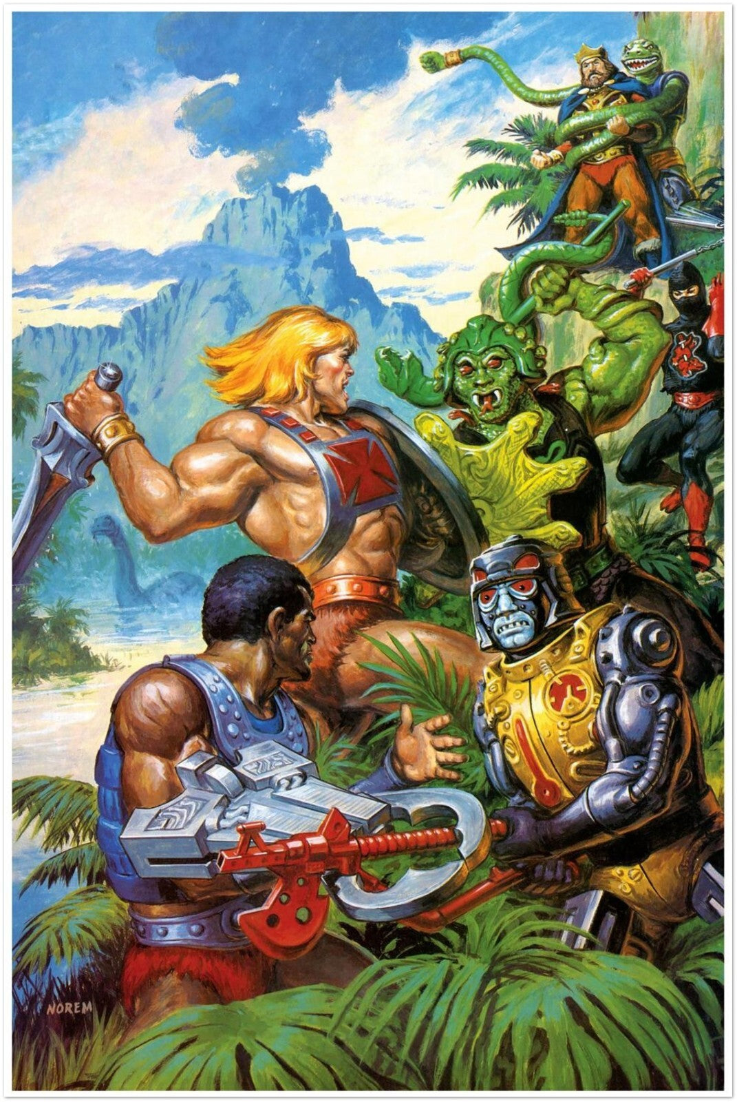 He-Man Battle Ram Poster – Earl Norem MOTU Art, Jurassic Planet Style