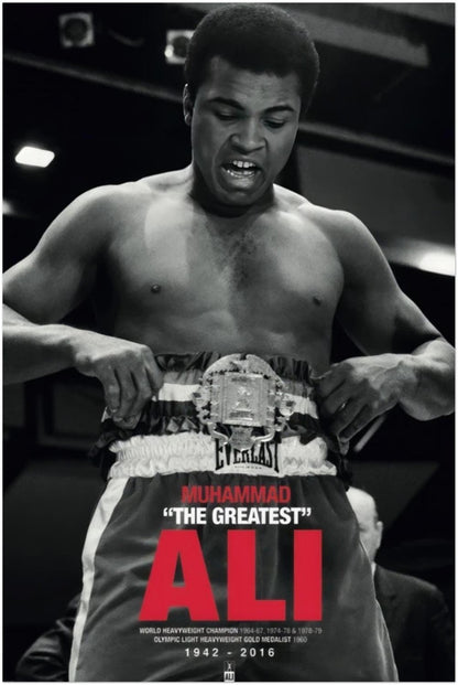 MUHAMMAD ALI - THE GREATEST - BOXING LEGEND POSTER - BLACK & WHITE SPORTS