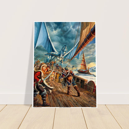 Dragonlance - Ice Boats - White Dragon Attack by Larry Elmore (1985) 2