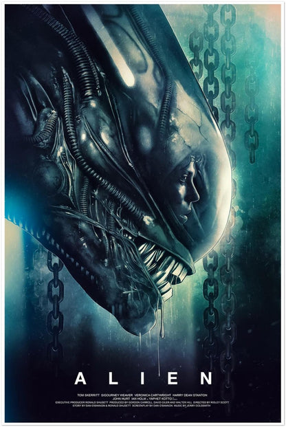 ALIEN 1979 RIDLEY SCOTT H.R. GIGER XENOMORPH CLASSIC SCI-FI HORROR MOVIE POSTER