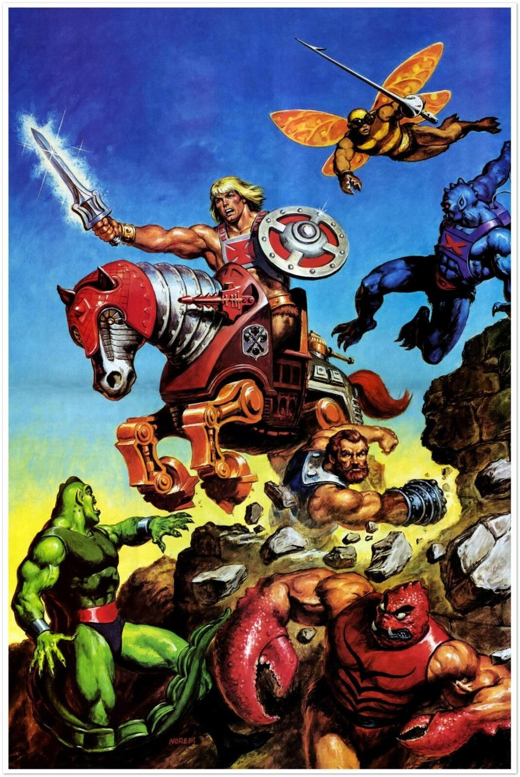 MASTERS OF THE UNIVERSE BATTLE POSTER - HE-MAN BEAST MAN BUZZING WARRIOR