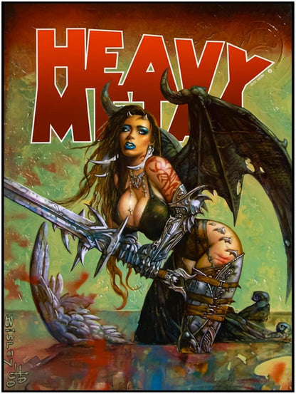 SIMON BISLEY HEAVY METAL V24 COVER POSTER – DEMON WARRIOR WOMAN WITH SWORD