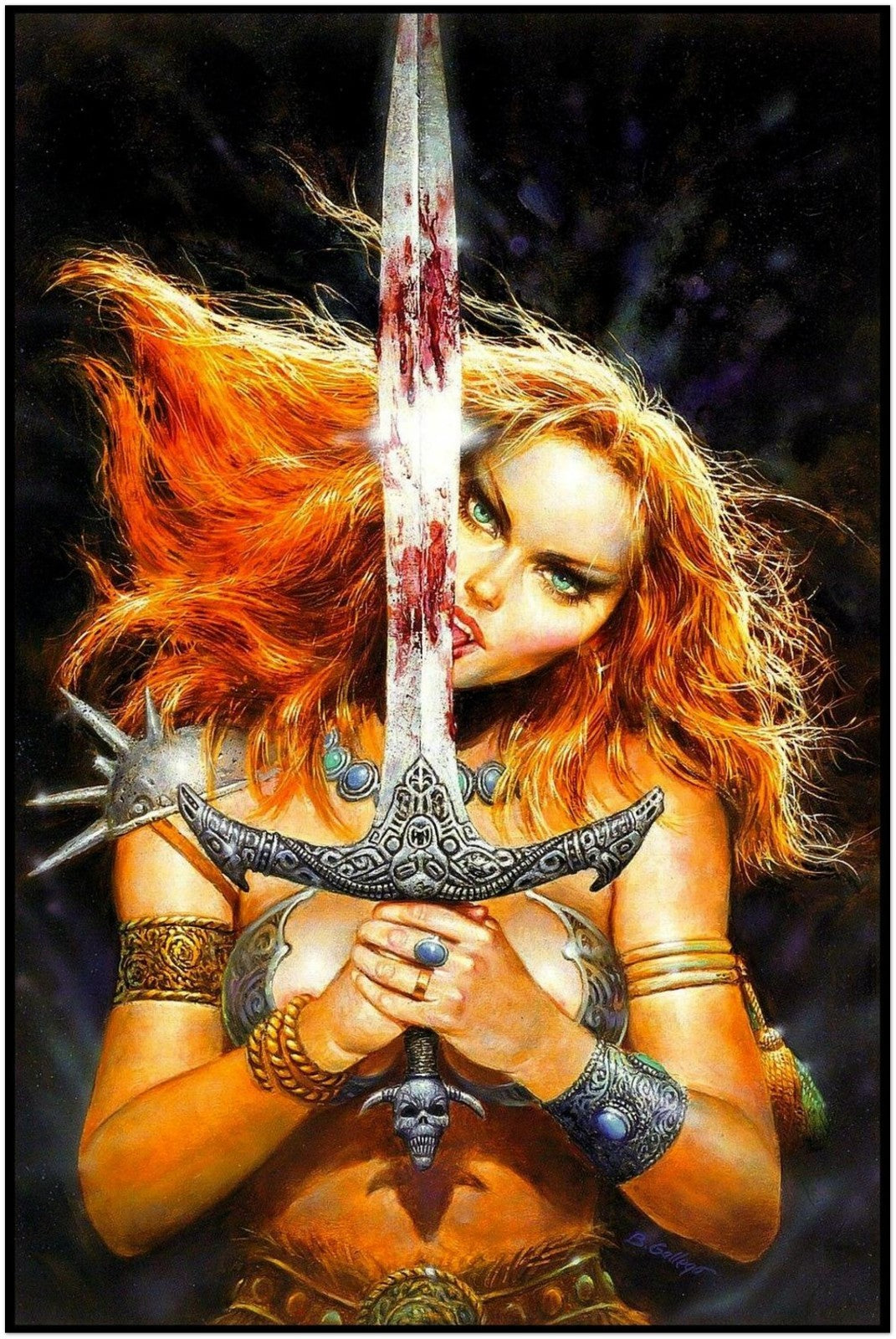 BLAS GALLEGO POSTER BLOOD SWORD BARBARIAN WOMAN WARRIOR FANTASY PINUP ART
