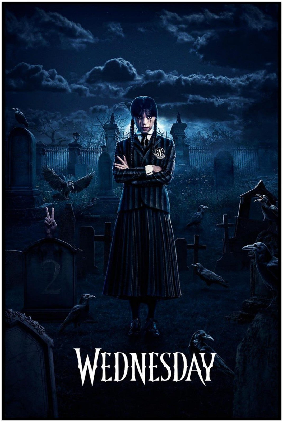 WEDNESDAY NETFLIX SERIES CEMETERY GOTHIC DARK ACADEMIA ADDAMS POSTER