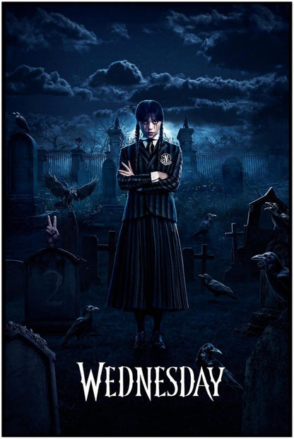 WEDNESDAY NETFLIX SERIES CEMETERY GOTHIC DARK ACADEMIA ADDAMS POSTER