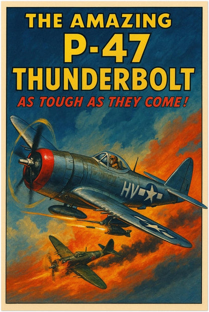 P-47 THUNDERBOLT FIGHTER POSTER - AS TOUGH AS THEY COME - FREE SHIPPING