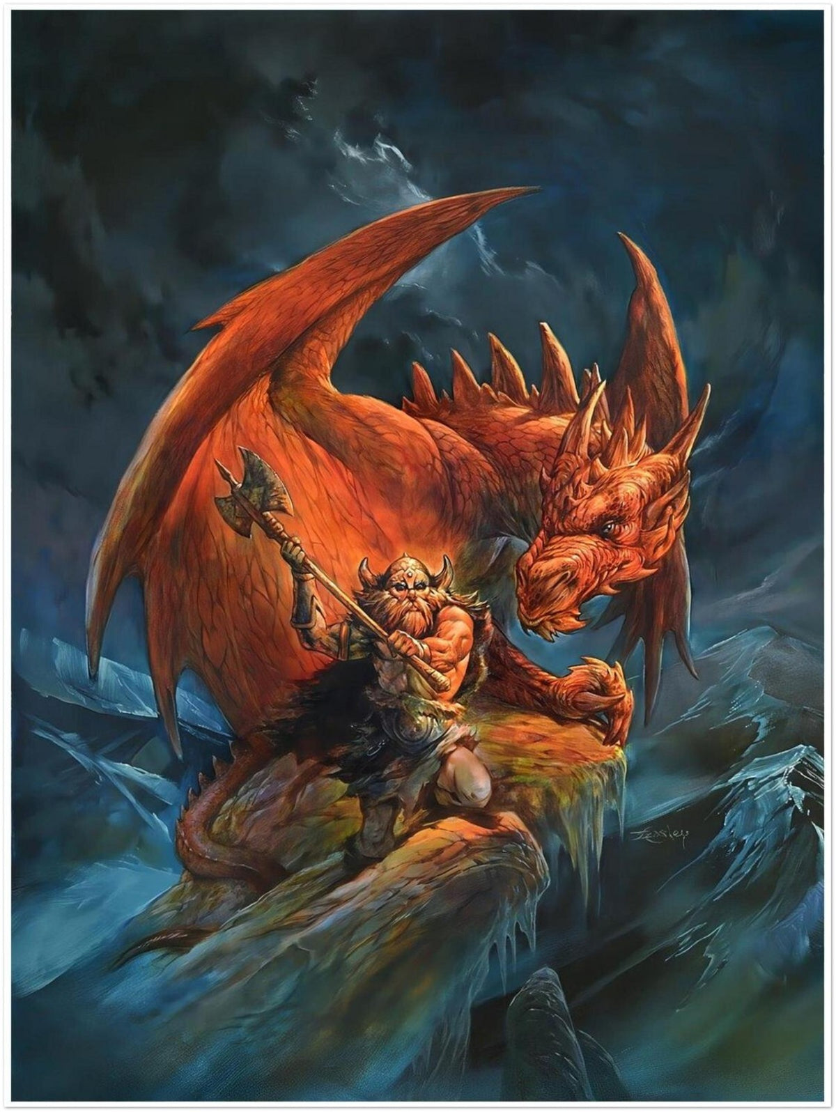 Dungeons & Dragons Poster – Jeff Easley Art – Red Dragon Fantasy Print