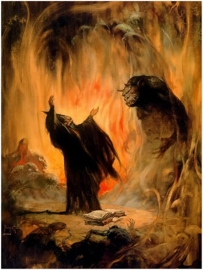 Sorcerer by Frank Frazetta – 1965 Fantasy Art Poster – Dark Magic Wall Print