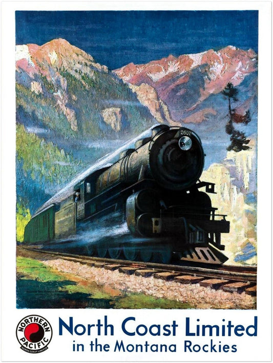 NORTH COAST LIMITED NORTHERN PACIFIC RAILWAY MONTANA ROCKIES VINTAGE POSTER