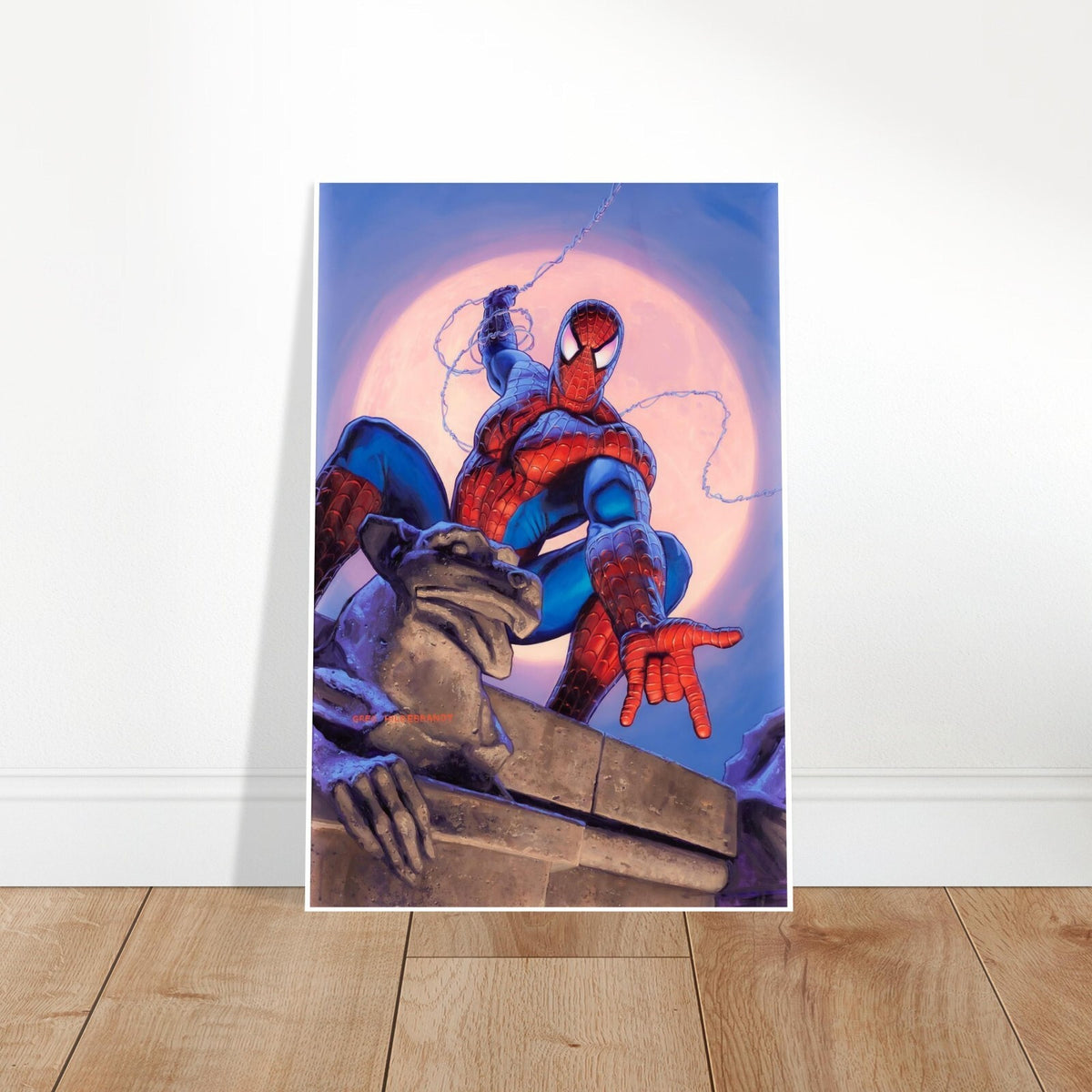 Spider-Man Framed Poster – Greg Hildebrandt 1990s Marvel Gargoyle Rooftop Art 2