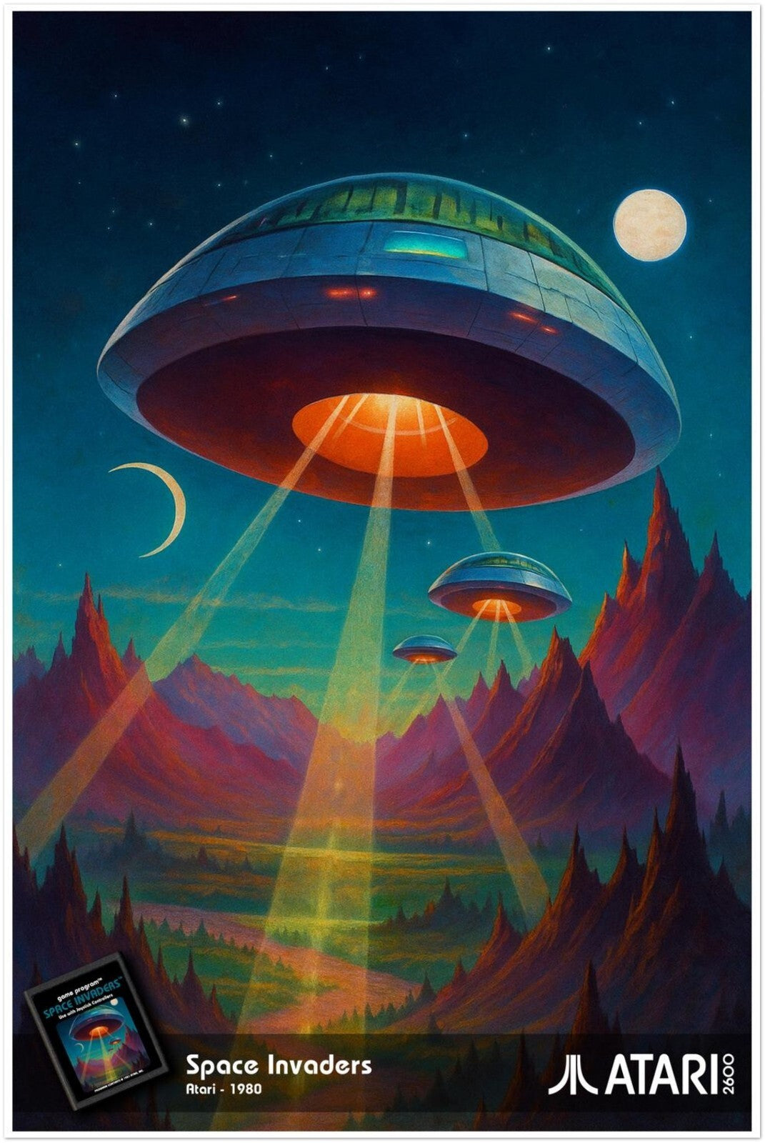 SPACE INVADERS ATARI 1980 POSTER - VINTAGE ARCADE CLASSIC UFO ALIEN ART