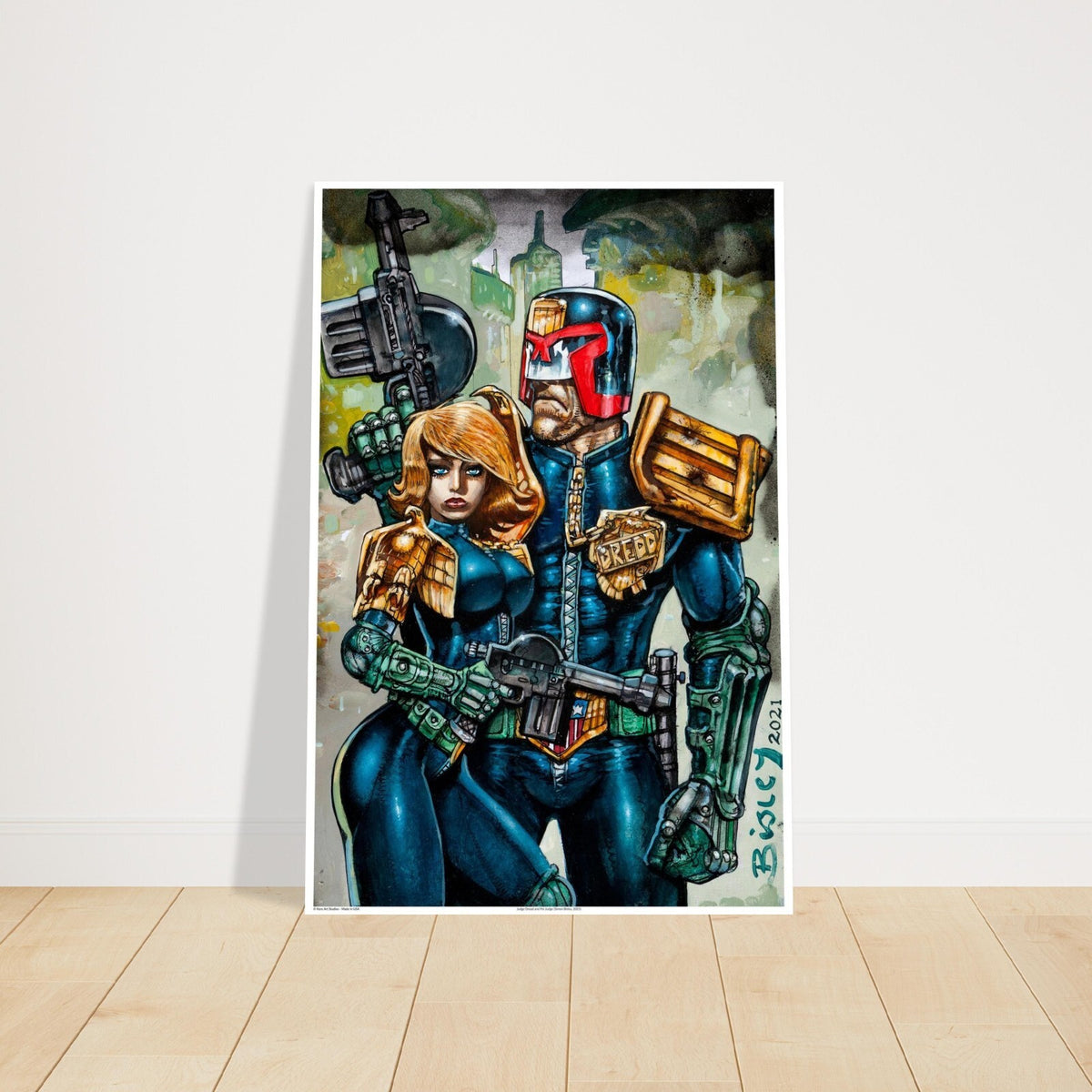 Judge Dredd & Psi-Judge Aluminum Poster – Re-Print of Simon Bisley’s 2021 Art 2