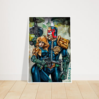 Judge Dredd & Psi-Judge Aluminum Poster – Re-Print of Simon Bisley’s 2021 Art 2