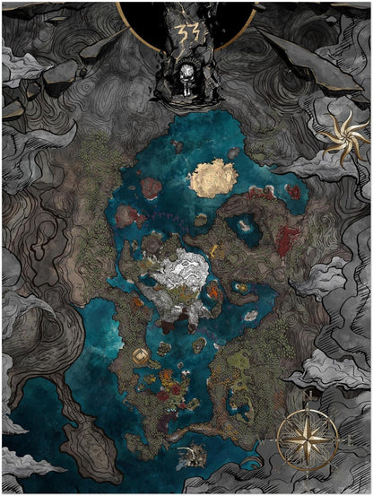 Clair Obscur Expedition 33 Poster – Fantasy Game Map Art Print