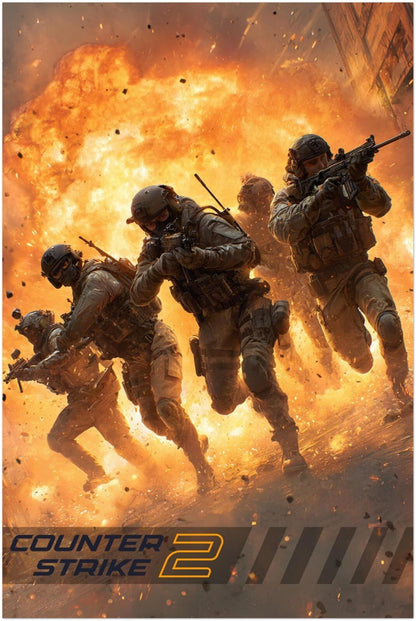 COUNTER STRIKE 2 SQUAD RUSH EXPLOSION TACTICAL TEAM GAMING POSTER