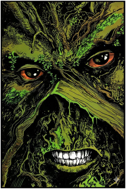 STEPHEN R. BISSETTE - SWAMP THING - CLOSE-UP PORTRAIT WITH GRINNING FACE POSTER