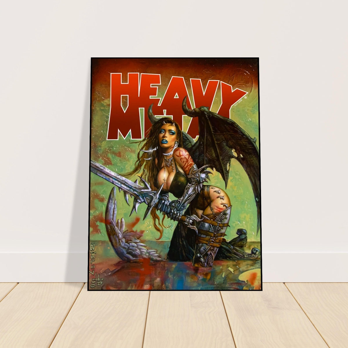 SIMON BISLEY HEAVY METAL V24 COVER POSTER – DEMON WARRIOR WOMAN WITH SWORD 2