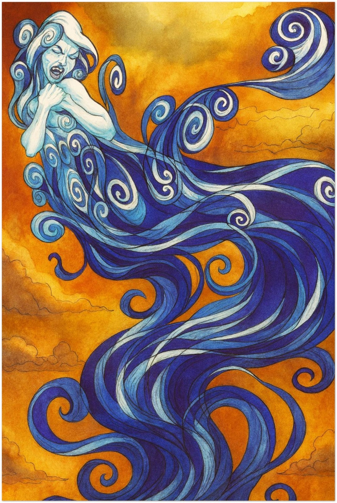 AIR ELEMENTAL MAGIC THE GATHERING INSPIRED WIND SPIRIT FANTASY ART POSTER