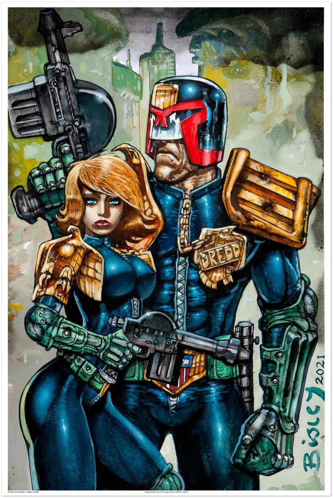 Judge Dredd & Psi-Judge Poster – Re-Print of Simon Bisley’s 2021 Artwork