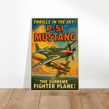 P-51 MUSTANG FIGHTER POSTER - THRILLS IN THE SKY - WWII - FREE SHIPPING 2