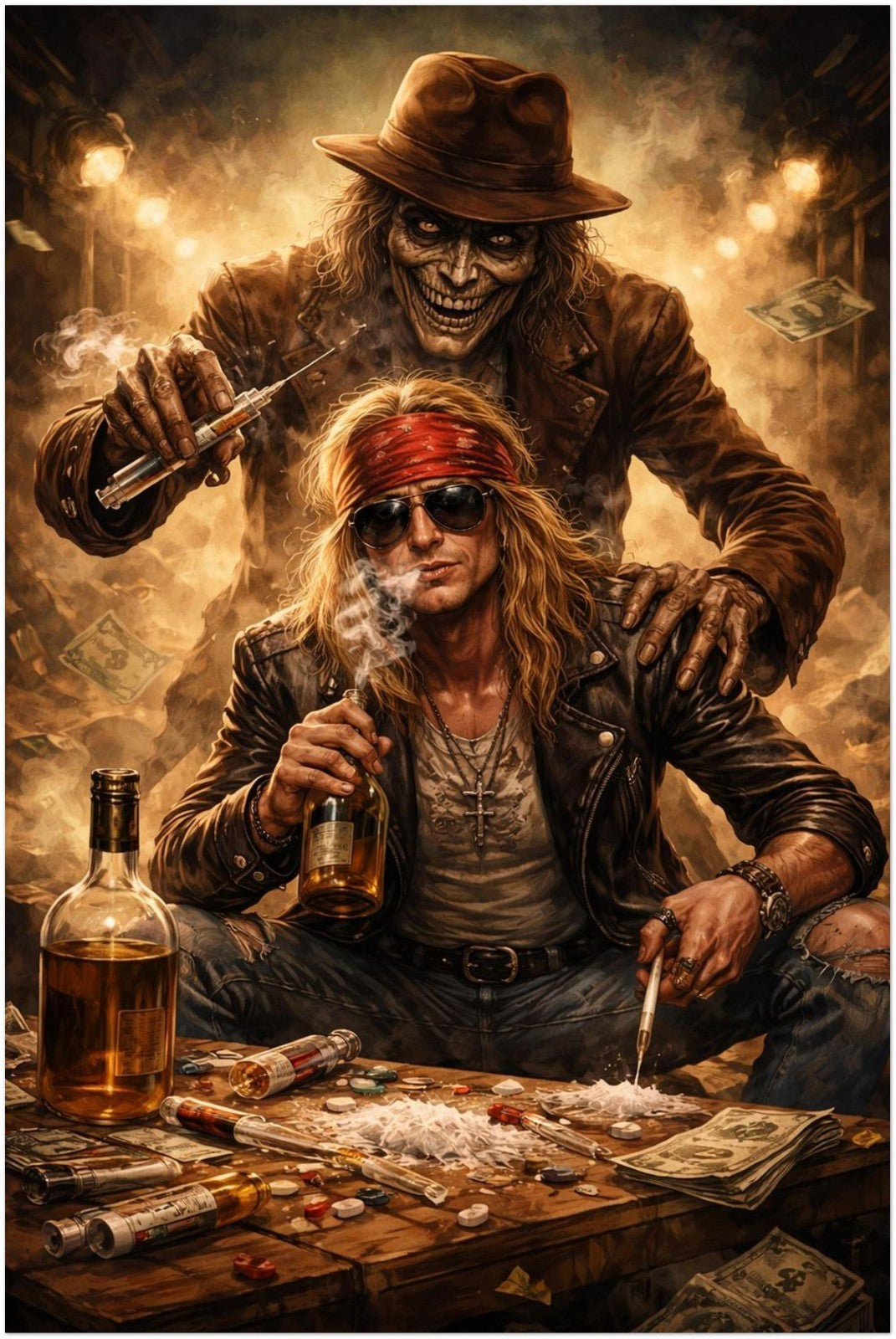 MISTER BROWNSTONE POSTER – GRITTY 80S ROCK & HEROIN NIGHTMARE ILLUSTRATION