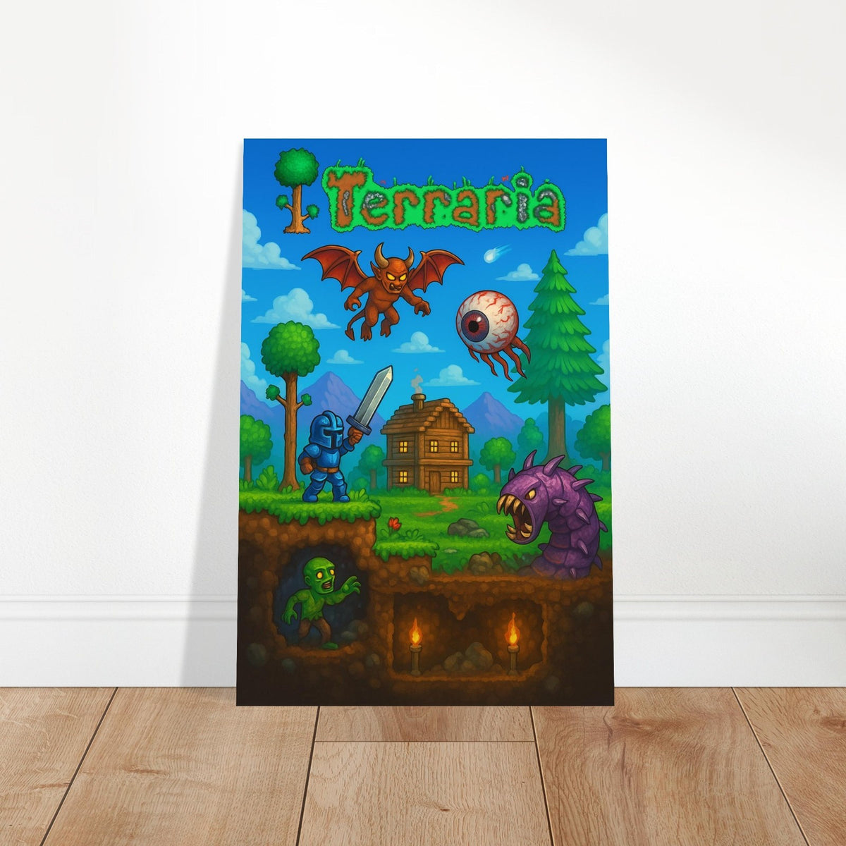 TERRARIA POSTER - ADVENTURE BUILDING MONSTERS UNDERGROUND CAVES GAMING ART 2