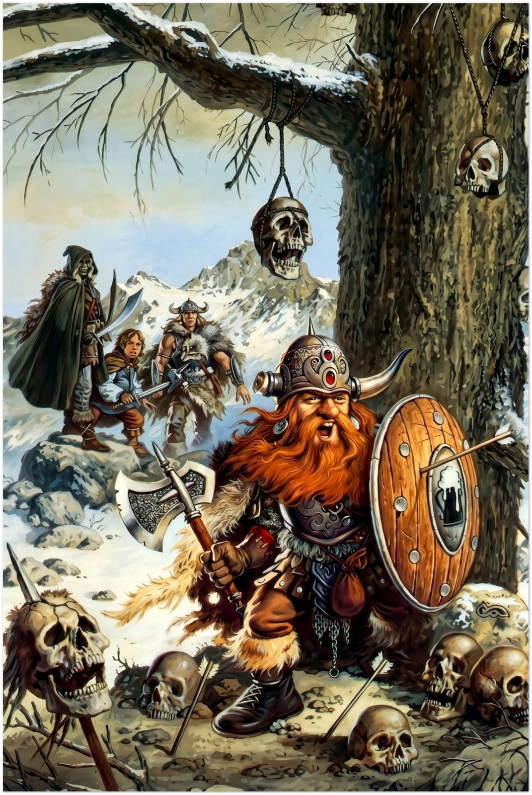 STREAMS OF SILVER BY CLYDE CALDWELL RPG FANTASY DWARF WARRIOR WALLART ART