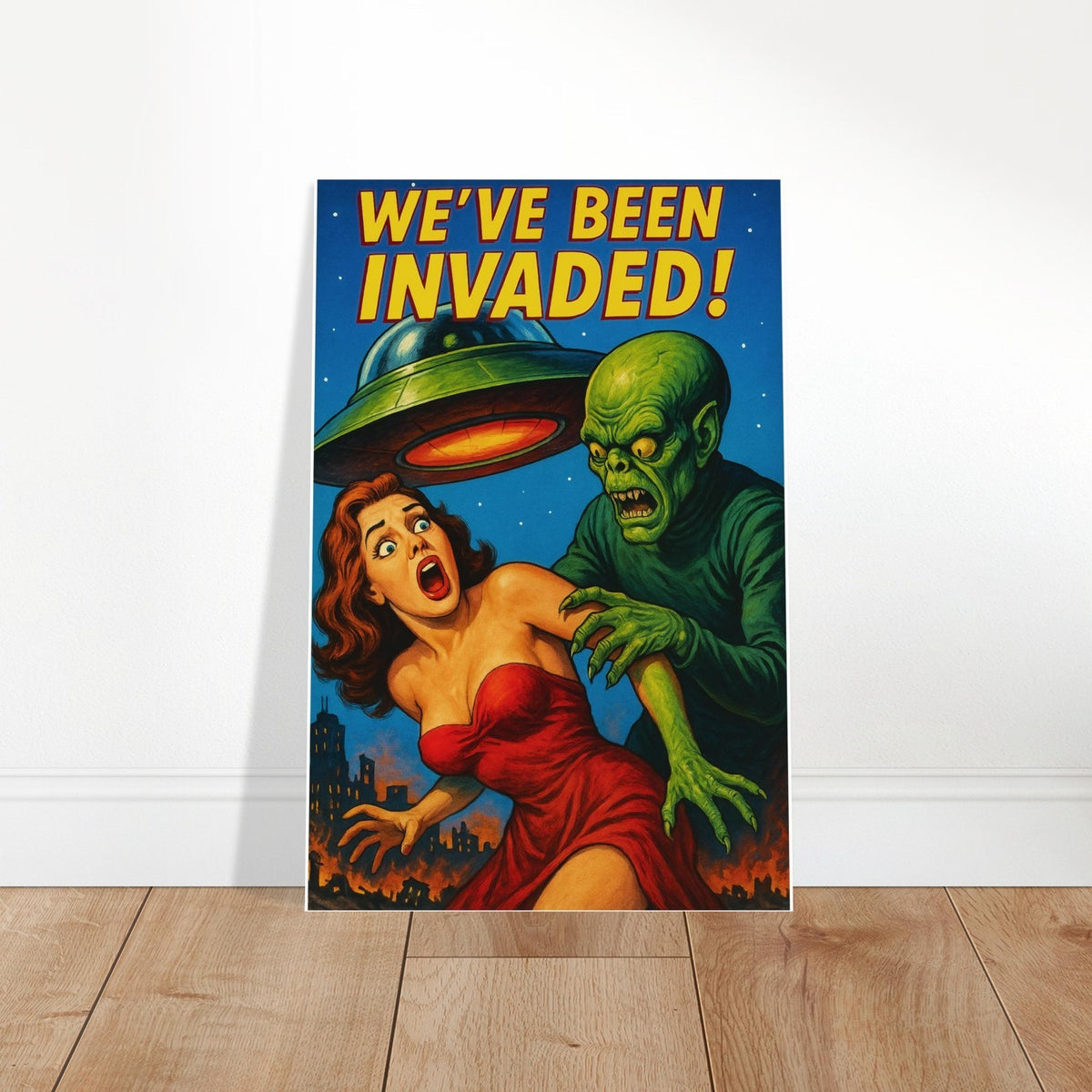Vintage Alien Invasion Sci-Fi Horror Movie Poster - Retro B-Movie Style 2