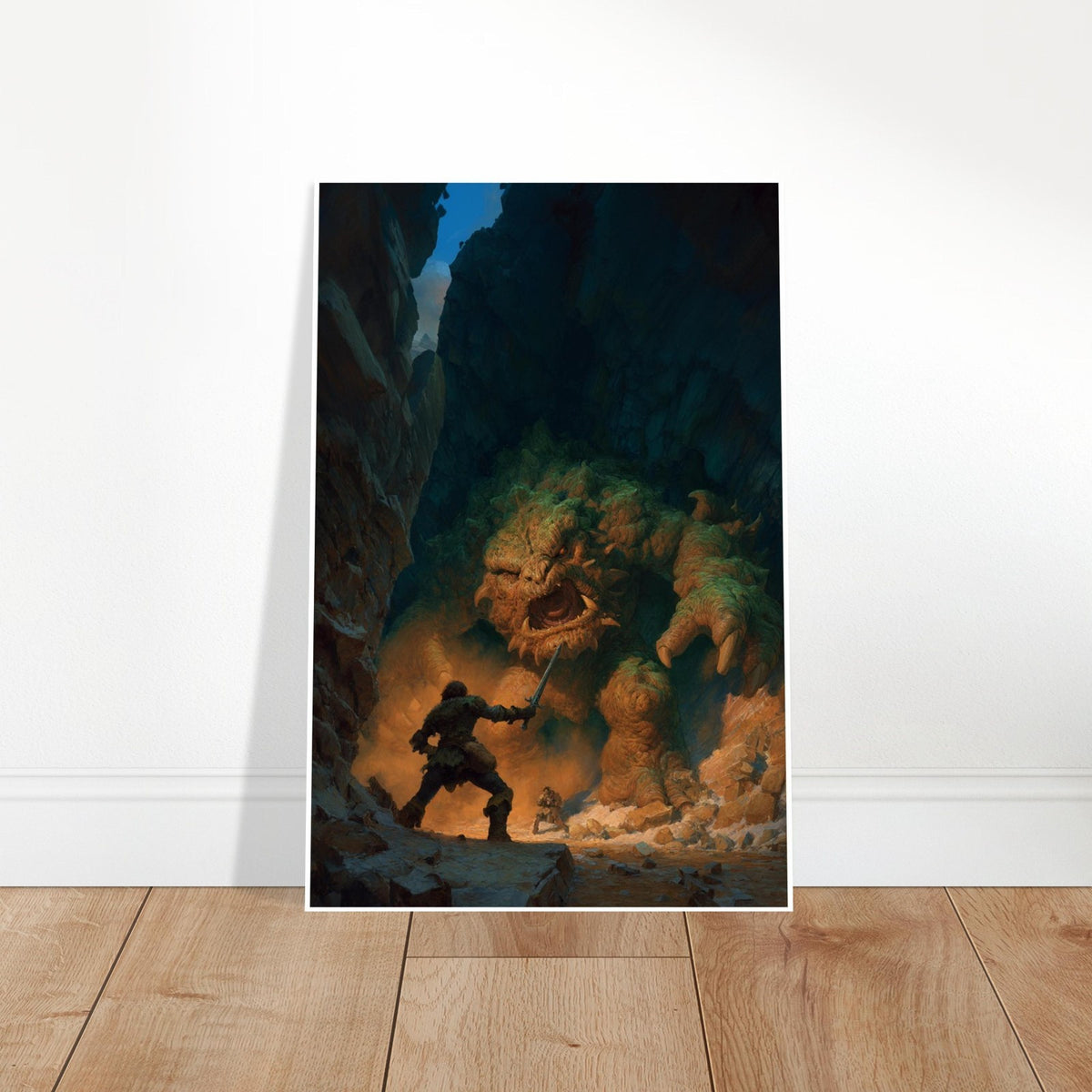 EPIC FANTASY GIANT MONSTER VS WARRIORS CINEMATIC BATTLE ART POSTER 2