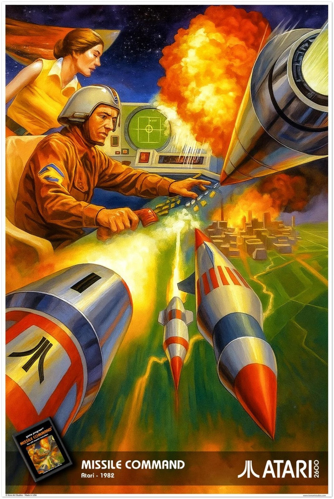 MISSILE COMMAND ATARI 1982 POSTER - ROCKET DEFENSE MILITARY WAR STRATEGY