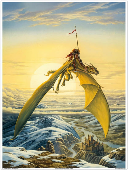Dragon Dawn - Dragon Rider Above Taladas by Larry Elmore (1990)