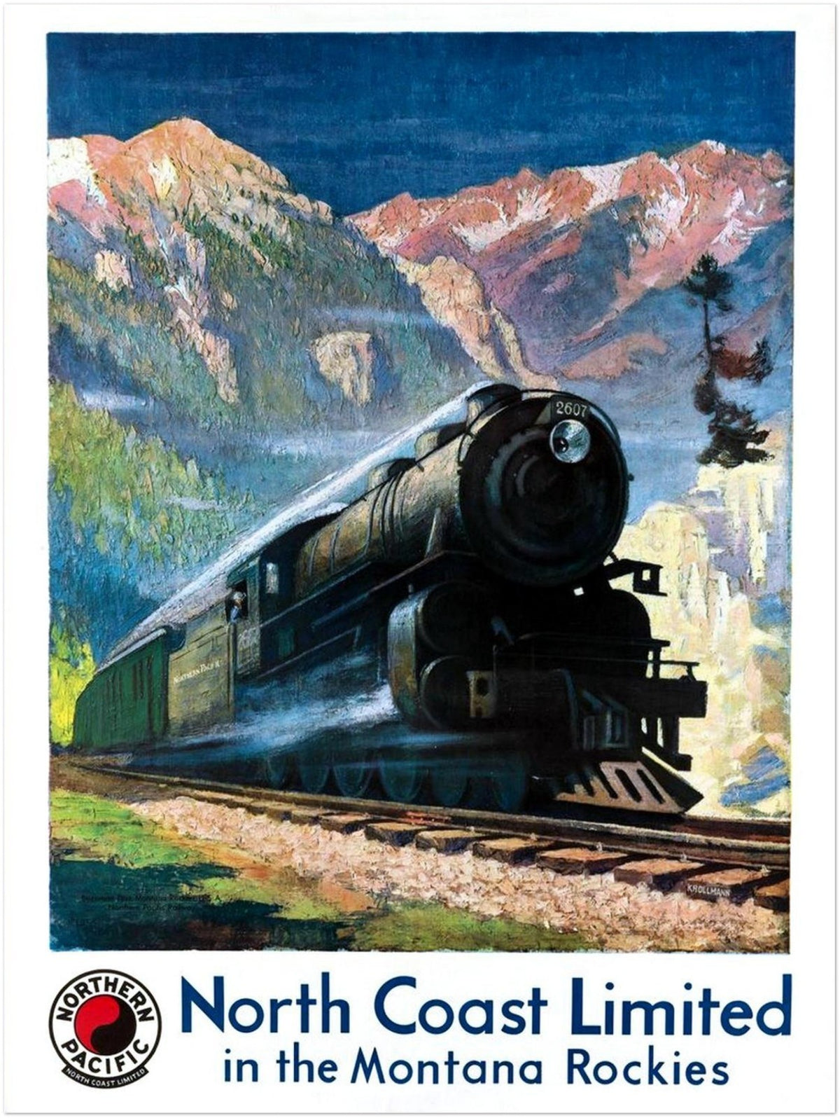 NORTH COAST LIMITED NORTHERN PACIFIC RAILWAY MONTANA ROCKIES VINTAGE POSTER