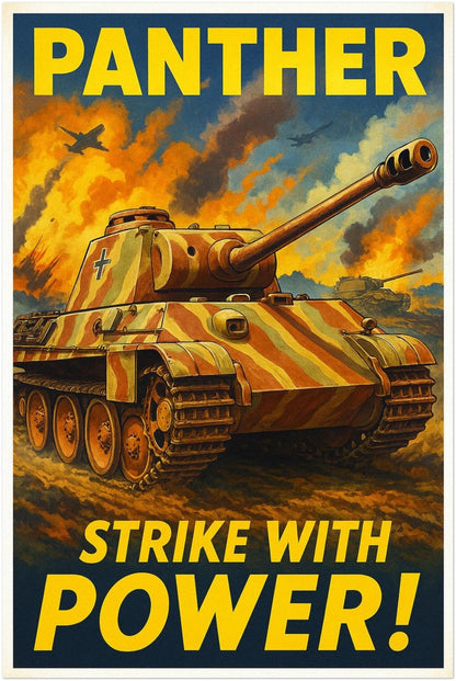 PANTHER TANK POSTER - WWII GERMAN ARMOR MILITARY HISTORY VINTAGE WAR ART