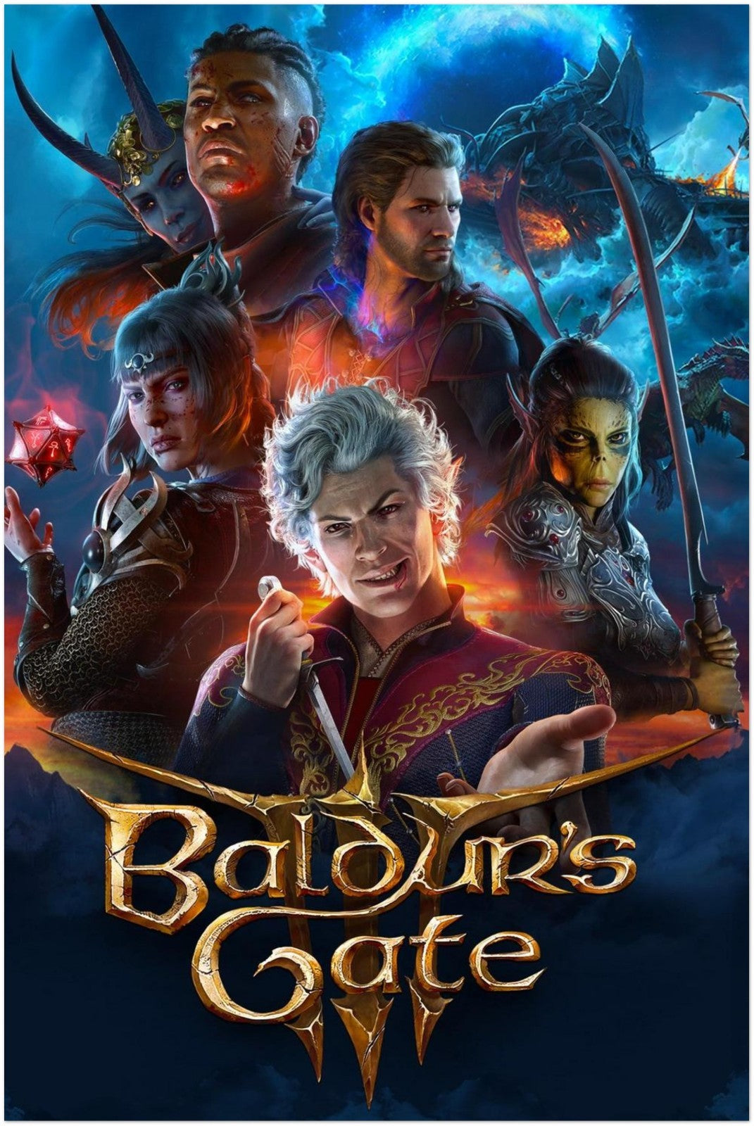 BALDUR’S GATE III POSTER GAME COVER ART FANTASY RPG PARTY COMPANIONS PORTRAIT